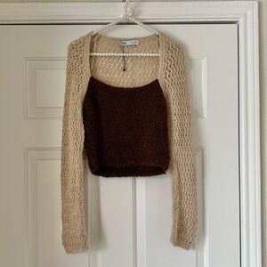 Zara Woven Brown & Cream Top